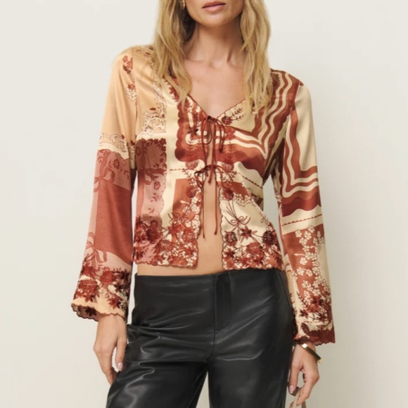 Reformation Rosina Top Blouse - Antique Floral Silk Cocktail - Picture 1 of 10